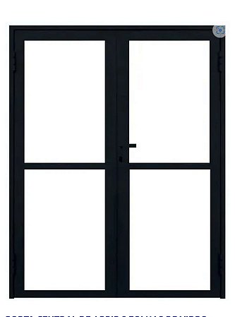 PORTA DE ABRIR 2 FOLHAS DE VIDRO ALUMÍNIO PRETO LINHA 25