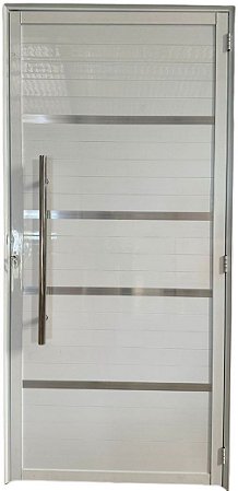 PORTA LAMBRIL COM FRISO E PUXADOR ALUMÍNIO BRANCO LINHA 25
