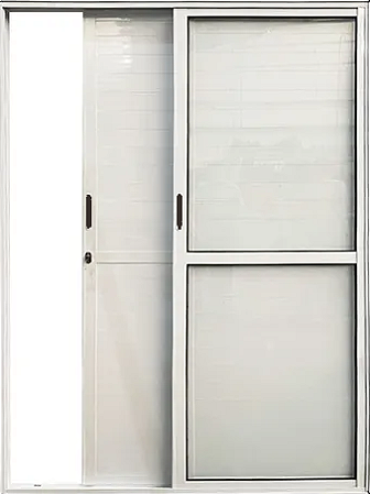 PORTA BALCÃO 3 FOLHAS UMA FIXA COM LAMBRIL ALUMINIO BRANCO LINHA PREMIUM