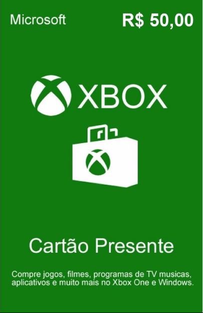 Cartão Presente Xbox Live R$50 Reais - Microsoft Gift Card