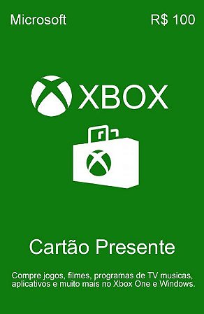 Cartão Presente Xbox Live R$100 - Codigo Digital - Gift Card Envio