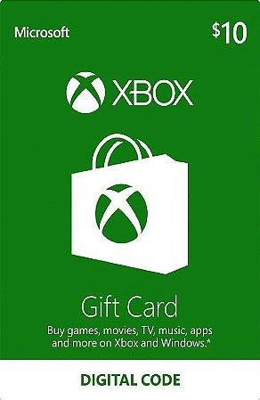 Cartão Presente Xbox Live Gold $10 Dólares