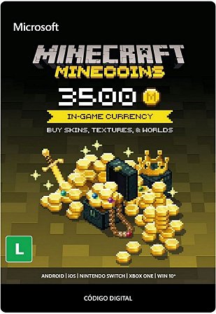 Compre Minecraft 3500 Minecoins Mais Barato Na Card Store - Card Store -  Cartão Presente, Voucher, Vale Presente, Gift Card PSN, Xbox, Netflix,  Google, Uber, iFood, Steam e muito mais!