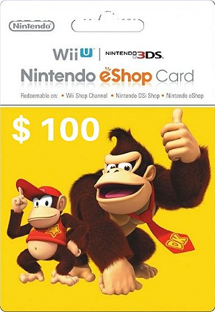 Cartão Nintendo eShop $100 Dólares - 3DS/Wii-U Eshop Cash Card