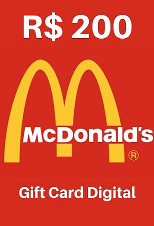 Cartão Presente Gift Card McDonald's 200 reais