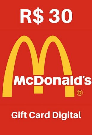 Cartão Presente Gift Card McDonald's 30 Reais