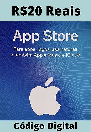 Cartão Itunes Apple Gift Card R$20 Reais - App Store Brasil