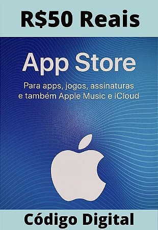 Comprar Cartão Apple Itunes Brasil Gift Card R$ 50 Reais - Card Store -  Cartão Presente, Voucher, Vale Presente, Gift Card PSN, Xbox, Netflix,  Google, Uber, iFood, Steam e muito mais!