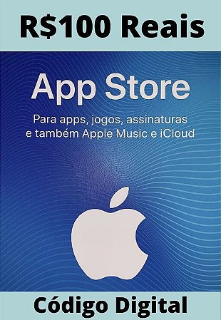 Cartão Itunes Apple Gift Card R$100 Reais - App Store Brasil