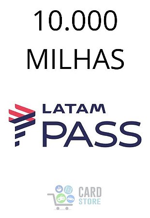 Cartão Presente Latam Pass Virtual - 10.000 Milhas