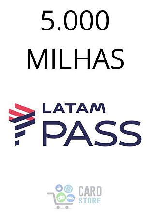 Cartão Presente Latam Pass Virtual - 5.000 Milhas