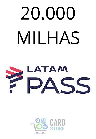 Cartão Presente Latam Pass Virtual - 20.000 Milhas