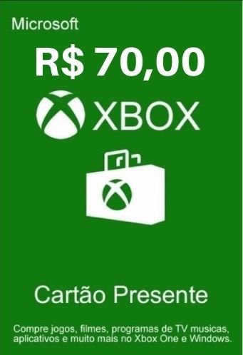 Cartão Presente Xbox Live R$70 Reais - Microsoft Gift Card