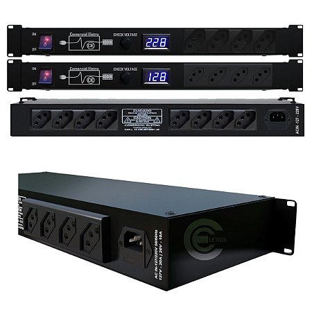 Regua de ac profissional distribuidor de energia 12 tomadas cada tomada 10A com display digital para monitorar em tempo real oscilações de rede