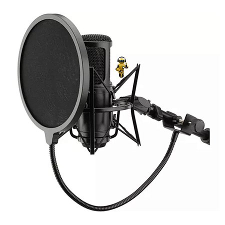 Tela pop filter para microfone condensador estudio com sistema ant puf para proporcionar uma gravação de qualidade fabricado com material de excelente qualidade