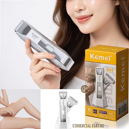 Maquina Kemei KM-1847 2 IN 1 Desmatador de Joias Aparador de Pelos e Acabamento Serie Premium Com Sistema Shaver e Lamina Ceramica