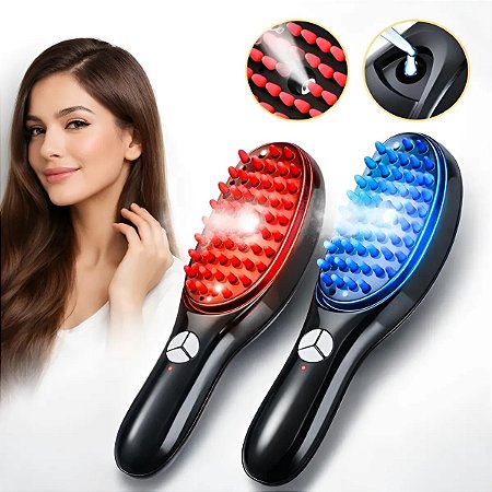 Escova Massageadora com Laser 4 em 1 – Tratamento Capilar e Antiqueda