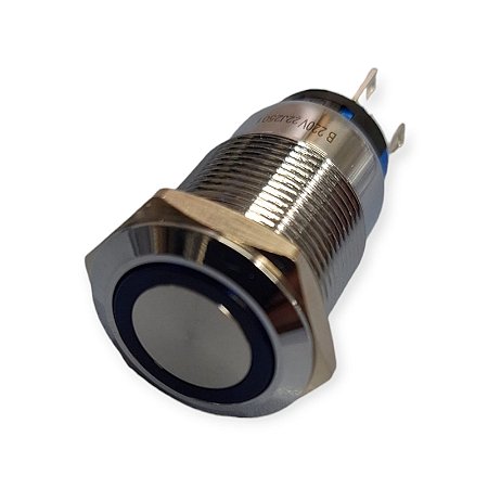 Interruptor 3A 127V Redondo Push/Bottom C/Luz Azul
