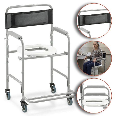 Cadeira Para Banho Higiénica Dobrável Até 100kg D30 - Dellamed