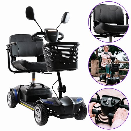 Scooter Elétrica Preta Modelo LB Ligth Até 136 Kg - Dellamed