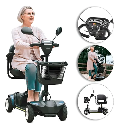 Scooter Elétrica Preta Modelo LB Ligth Até 136 Kg - Dellamed