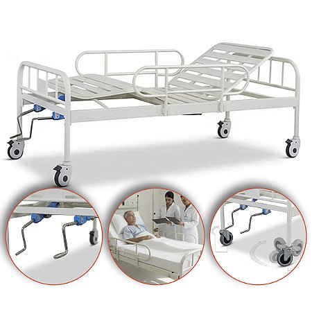 Cama Hospitalar 02 Manivelas Até 180 Kg - Supermedy