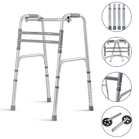 Kit Andador Articulado 3 Barras Código: SC300 + Par De Rodas Hidrolight