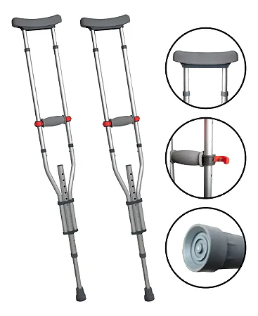 Par De Muleta Axilar 3 Em 1 Altura Ajustável SC602 - Hidrolight