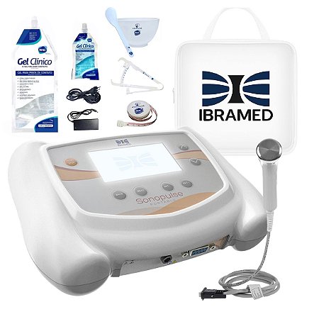 Sonopulse 1 e 3MHZ Portátil + Gel Condutivo 1kg + Bolsa Transparente - Ibramed