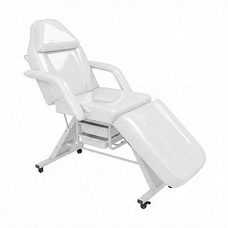 Poltrona Maca Fixa Reclinável Soft Branca Plastificada Com 2 Bandejas - Akmed