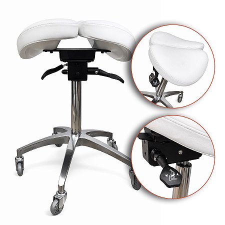 Mocho Sela Bipartido para Estética e Clínica Ergonômico com 2 Regulagem – AKMED