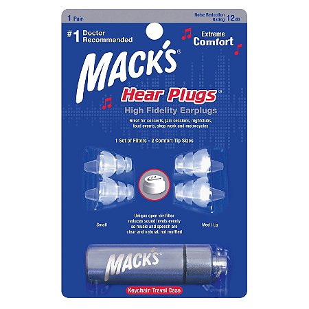 Mack's Hear Plugs Protetor Auricular 1 Pares 12 dB com Case
