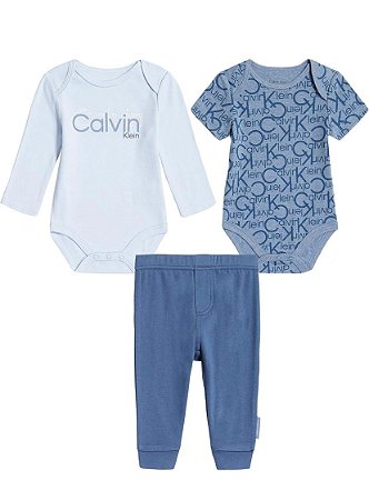 CONJUNTO 3 PEÇAS CALVIN KLEIN -  AZUL - MENINO