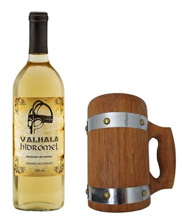 Kit: 1 Valhala Hidromel - Tradicional + 1 Caneca Madeira Cedrilho