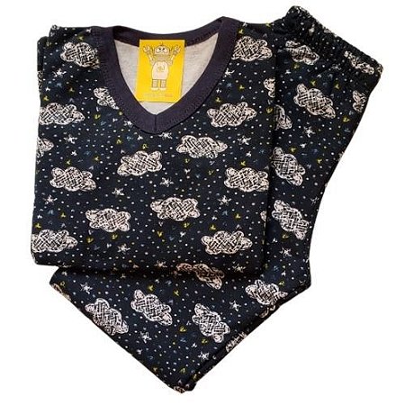 Pijama Infantil Flanelado - 4 ao 8 - Chuva de Amor Marinho