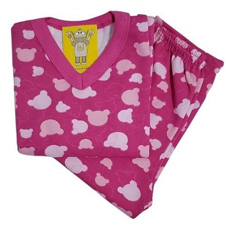 Pijama Infantil Flanelado - 1 ao 3 - Ursinho Pink