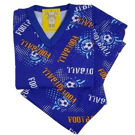 Pijama Infantil Flanelado - 4 ao 8 - Football Royal