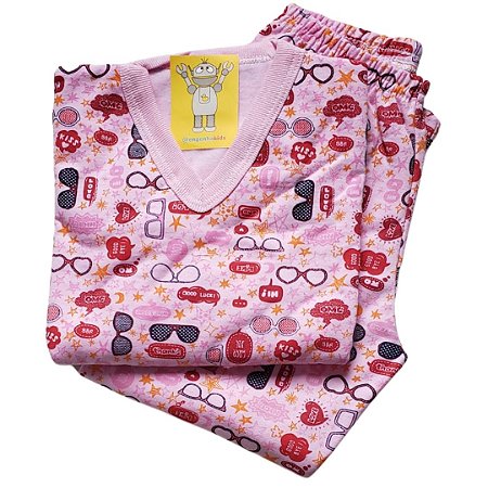 Pijama Infantil Flanelado - 4 ao 8 - Óculos