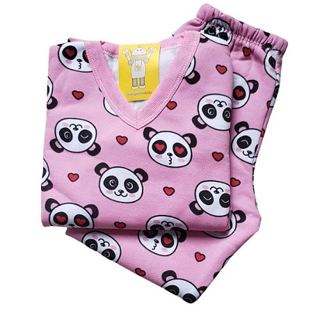 Pijama Infantil Flanelado - 4 ao 8 - Panda Lovers