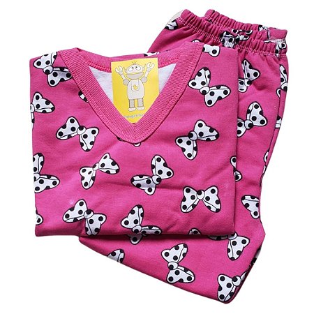 Pijama Infantil Flanelado - 4 ao 8 - Laços Pink