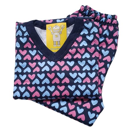 Pijama Infantil Flanelado - 4 ao 8 - Coração