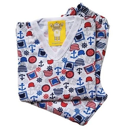 Pijama Infantil Flanelado - 1 ao 3 - Ursinho ao Mar