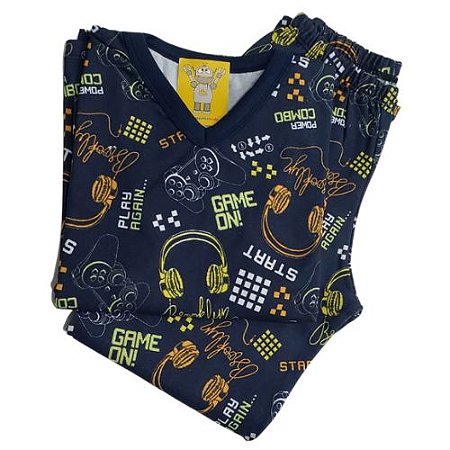 Pijama Infantil Flanelado - 10 ao 12 - Game On