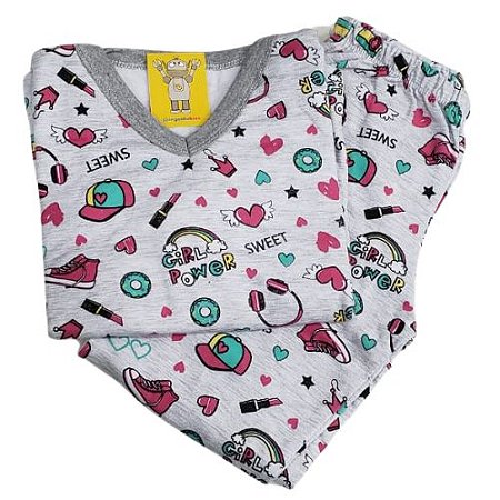 Pijama Infantil Flanelado - 4 ao 8 - Girl Power