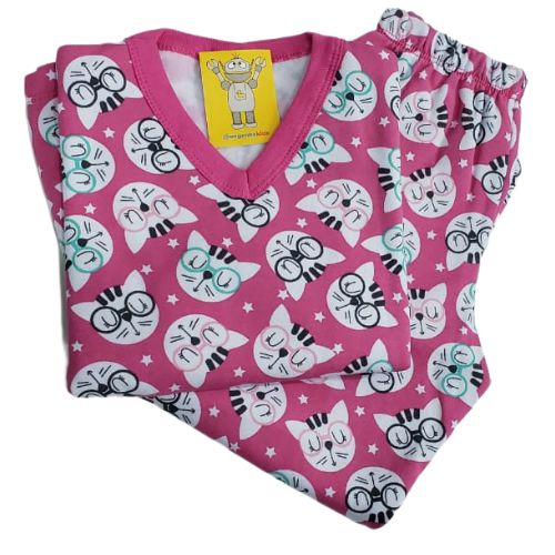 Pijama Infantil Flanelado - 4 ao 8 - Gatinhas