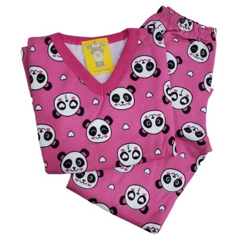 Pijama Infantil Flanelado - 4 ao 8 - Panda Lovers Pink