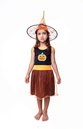 Fantasia Infantil Bruxo menino Halloween com chapeu carnaval