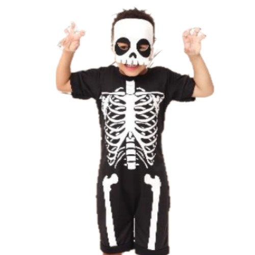 Fantasia Infantil Halloween Esqueleto com Máscara