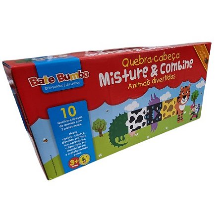 Kit 3 Jogos Infantil Quebra-Cabeca Animais Brinquedo Criança em