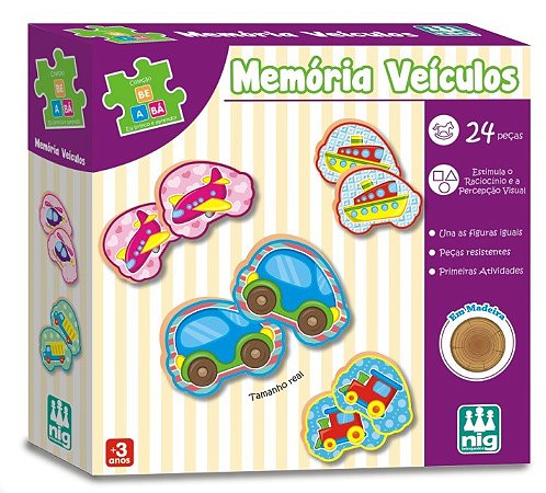Brinquedo Educativo Coleção Bê a Bá - Memória Veículos